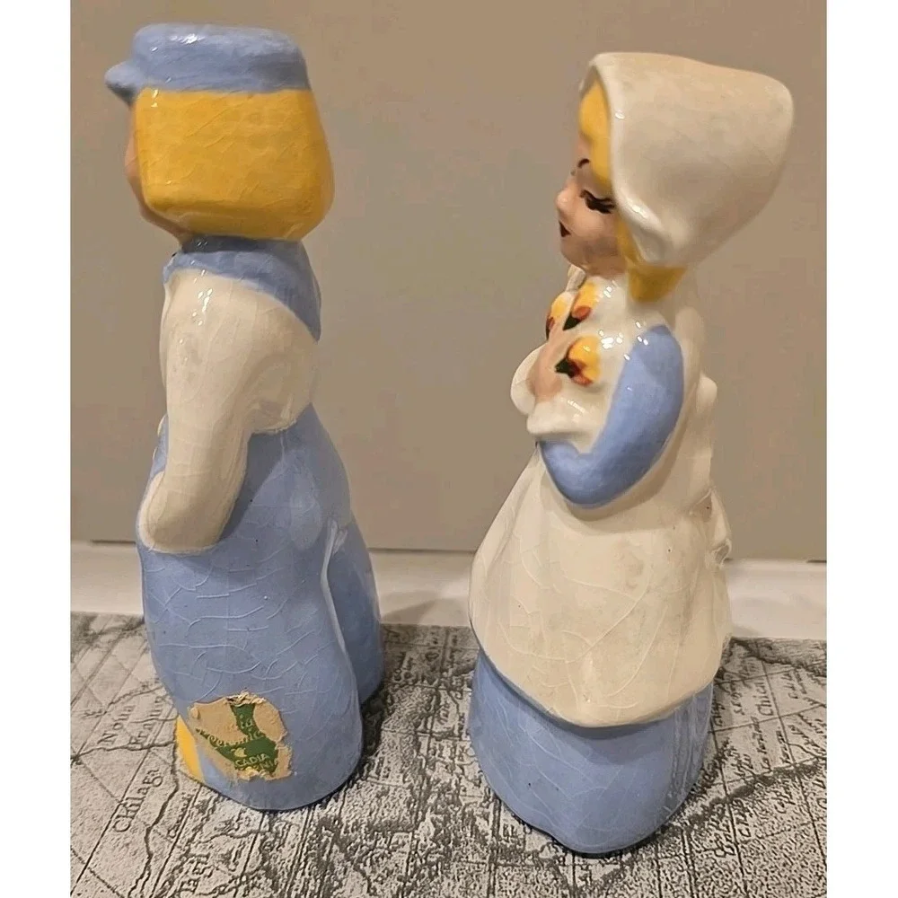 VTG 1940's MCM Ceramic Arts Studio Dutch Boy Girl Salt Pepper Shaker Cottagecore